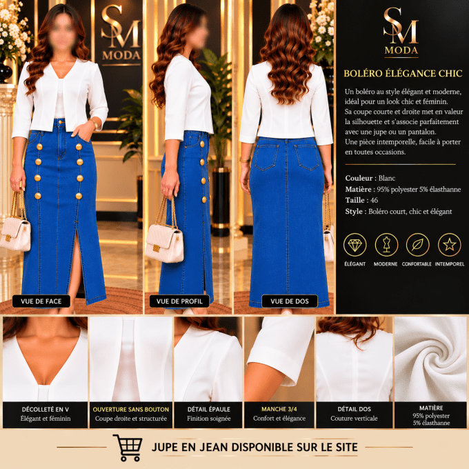 Boléro blanc chic et élégant