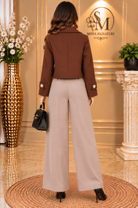 Veste Femme Marron – Coupe Courte