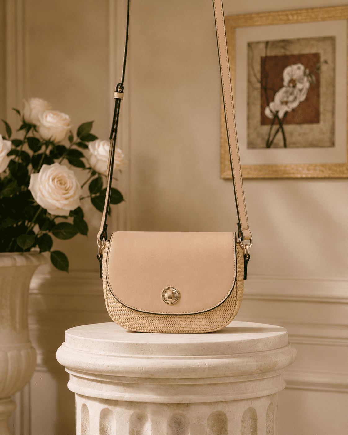 Sac bandoulière effet raphia