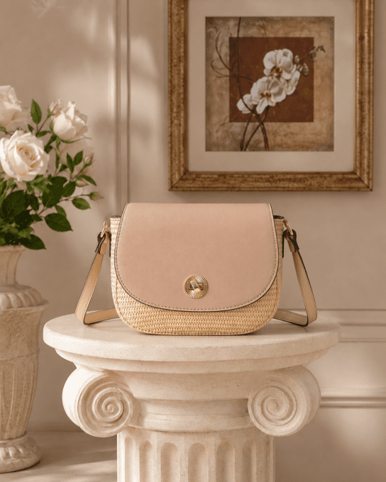 Sac bandoulière effet raphia