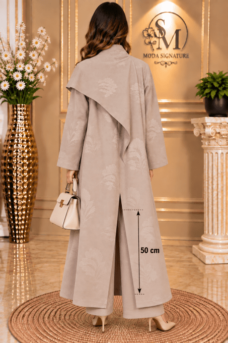 Manteau long femme effet velours à motifs en relief
