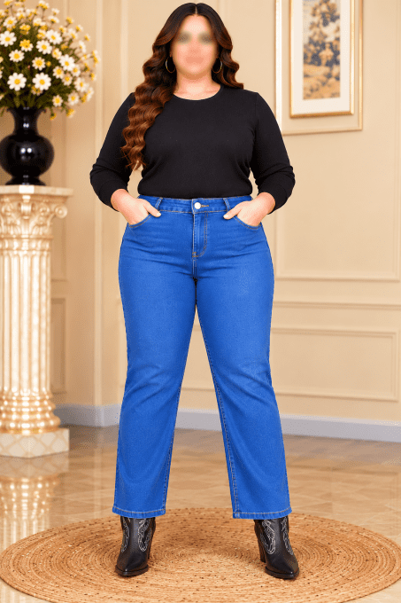 Jean femme coupe droite extensible