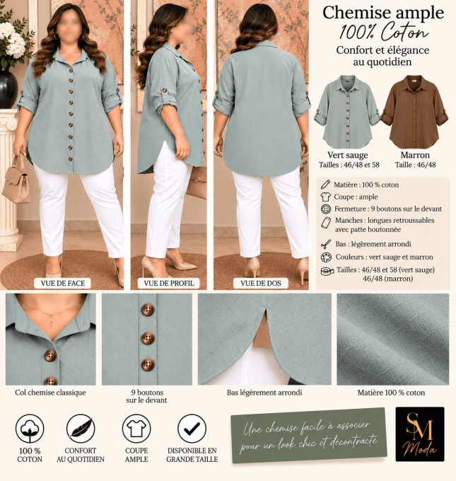 Chemise ample femme grande taille