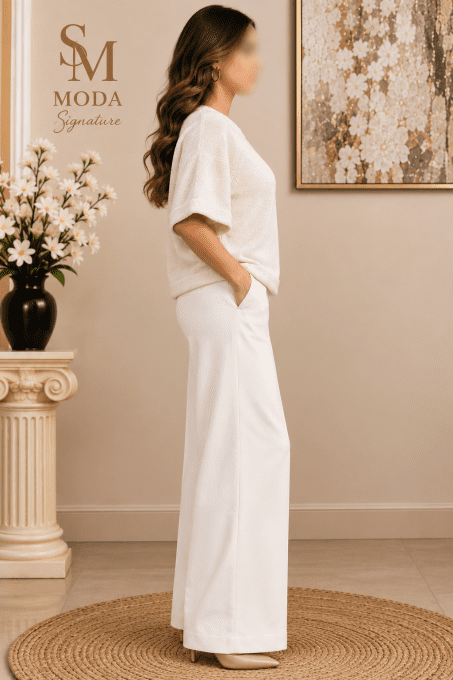 Pull femme écru en maille texturée