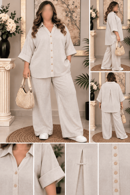 Chemise oversize beige femme forte