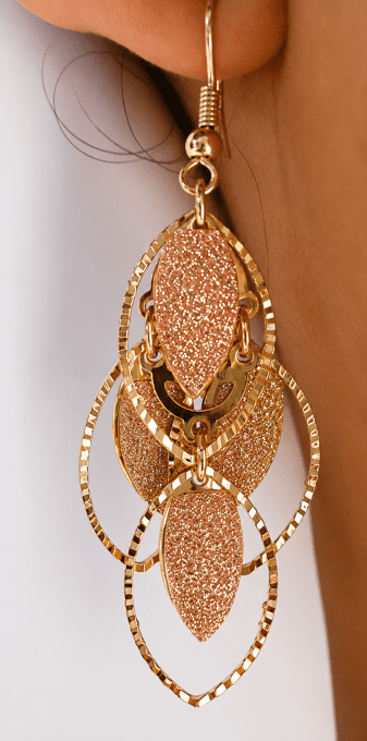 Boucles d'Oreilles Pendantes Dorées Rosé Élégance Bohème