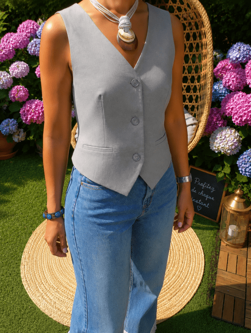 Gilet Tailleur Sans Manches Élégance