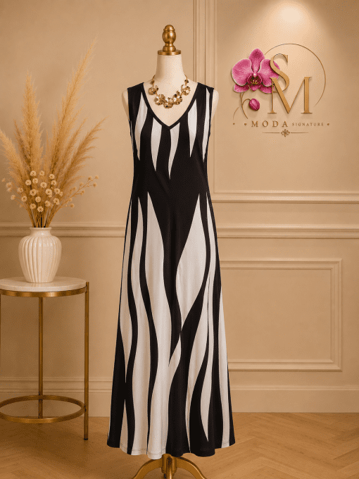 Robe Longue Zébra Élégance