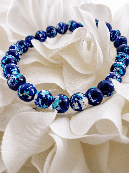 Bracelet perles marbrées bleu turquoise