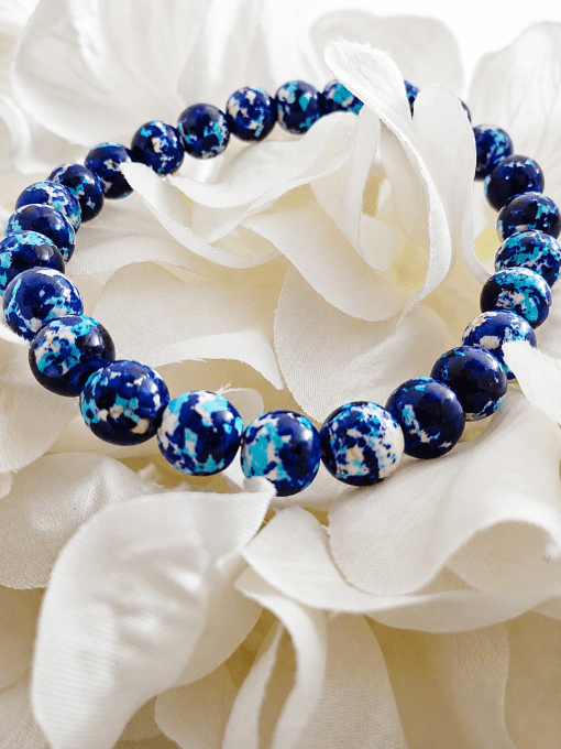 Bracelet perles marbrées bleu turquoise