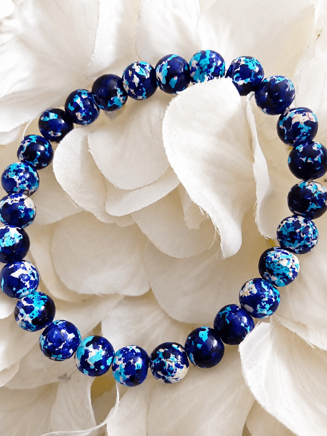 Bracelet perles marbrées bleu turquoise