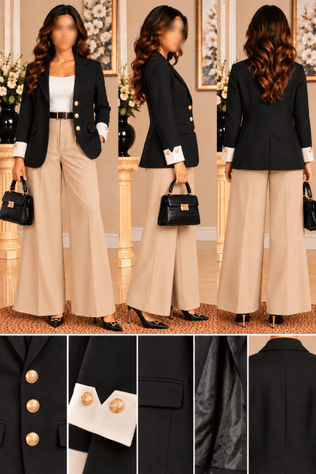 Blazer Tailleur Élégance Chic Noir