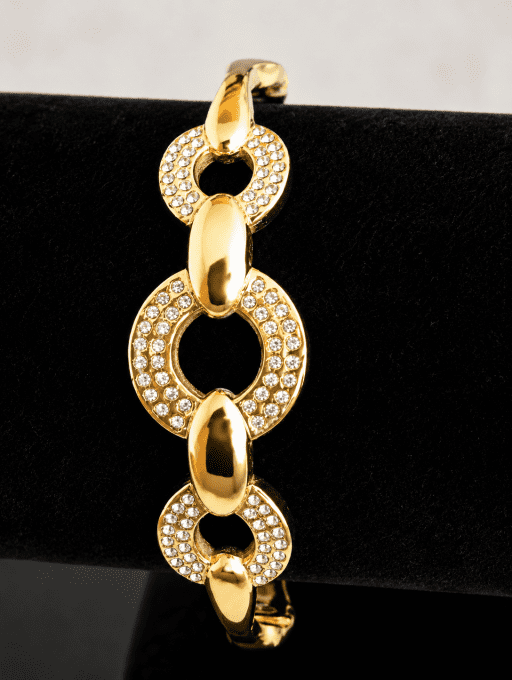 Bracelet Géométrique Doré en Acier Inoxydable & Zircon
