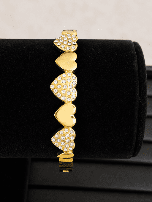 Bracelet Cœur Élégant Doré – Acier Inoxydable & Zircons