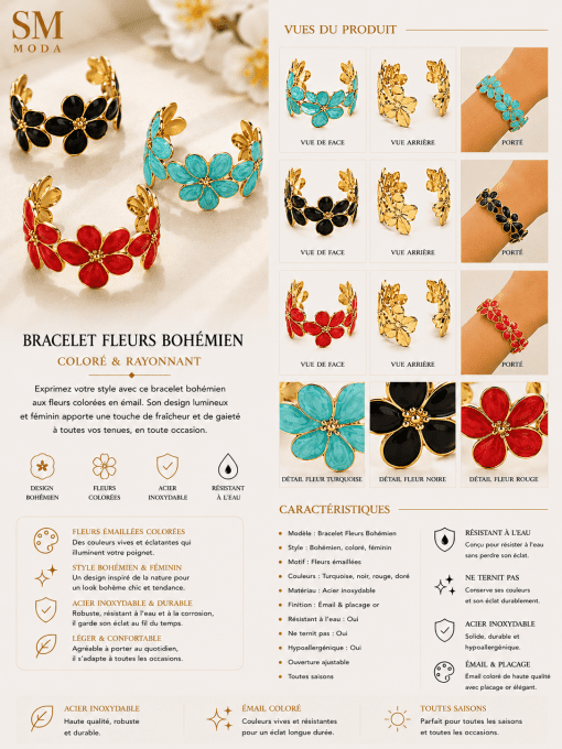 Bracelet bohème en acier inoxydable