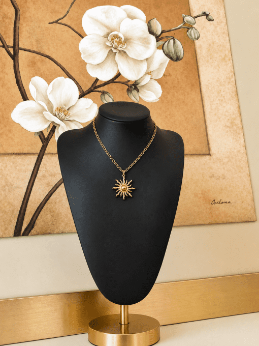 Collier Tournesol Chaîne Figaro Plaquée Or – Acier Inoxydable Étanche