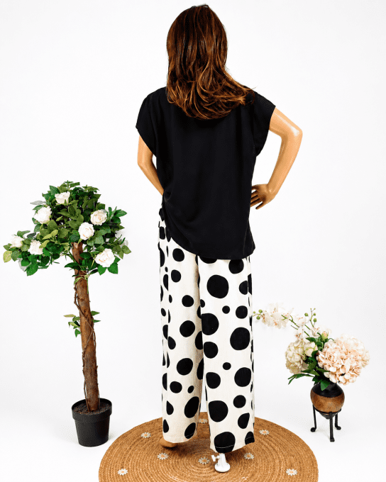 Pantalon palazzo à gros pois 