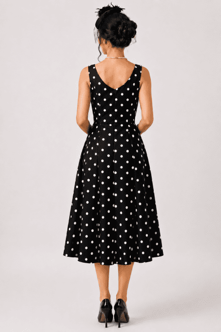Robe pin-up noir a pois blanc