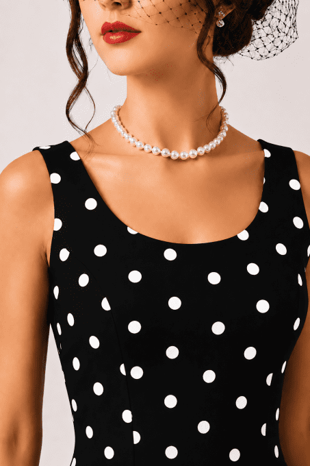 Robe pin-up noir a pois blanc