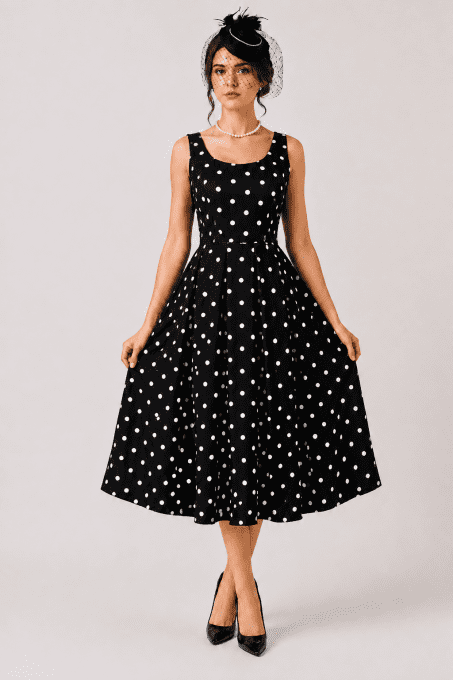 Robe pin-up noir a pois blanc