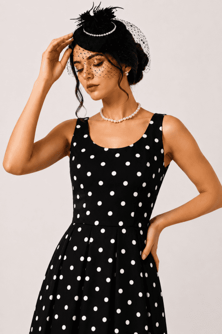 Robe pin-up noir a pois blanc