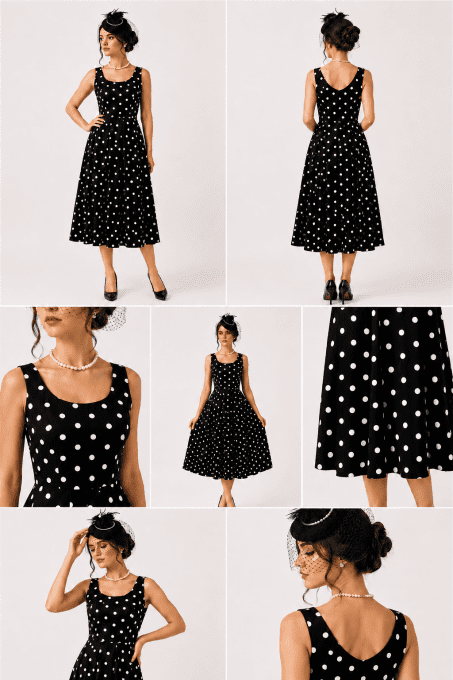 Robe pin-up noir a pois blanc