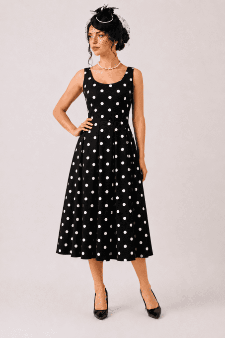 Robe pin-up noir a pois blanc