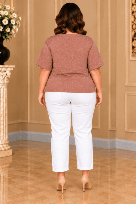 Jean Pantacourt Blanc Coupe Droite Grande Taille