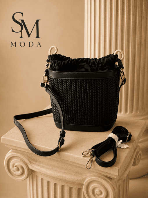 Sac Seau Tressé Noir Femme