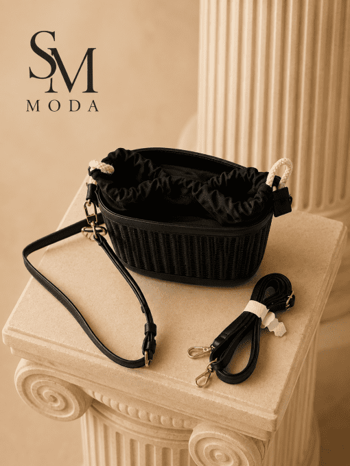 Sac Seau Tressé Noir Femme