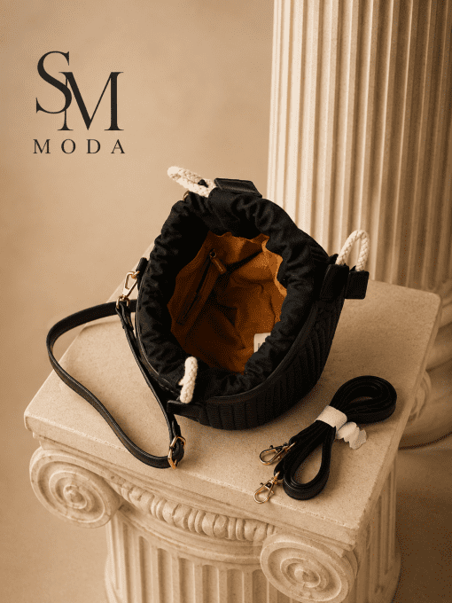 Sac Seau Tressé Noir Femme