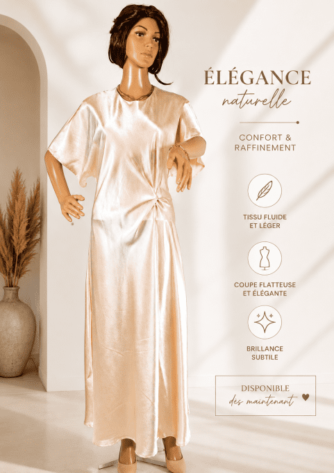 Robe effet satiné manches courtes