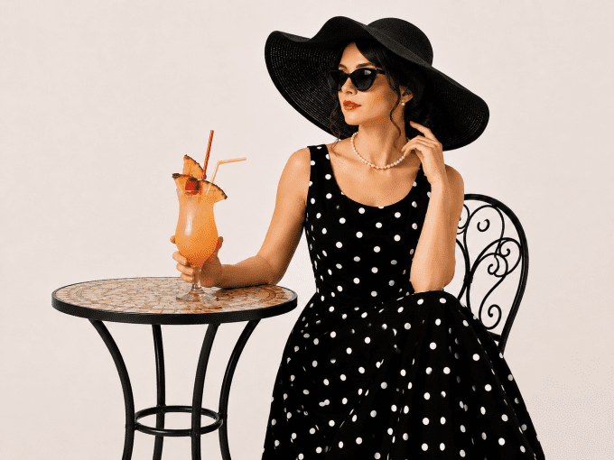 Robe pin-up noir a pois blanc