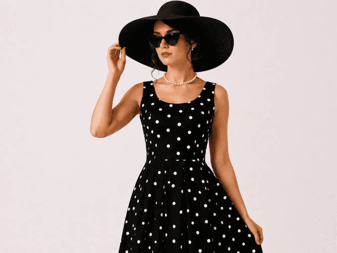 Robe pin-up noir a pois blanc