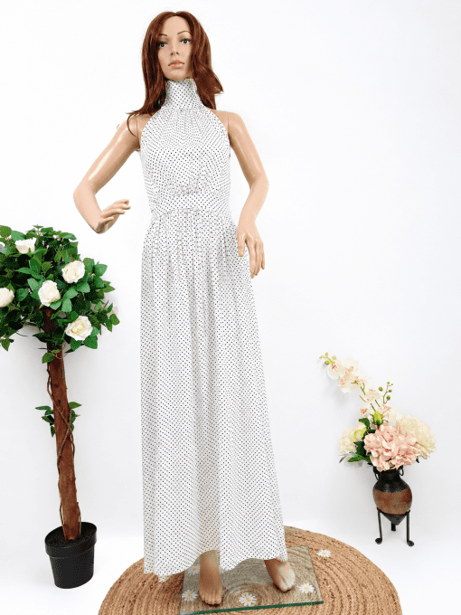 Robe longue sans manche a petit pois