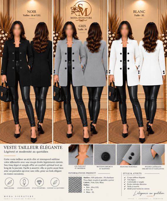 Veste Tailleur Femme Élégante et Légère