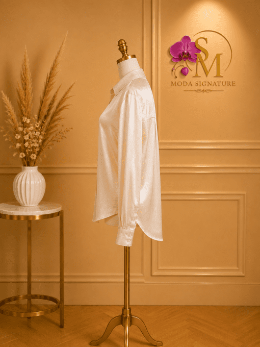Chemise Satinée Champagne Femme – Effet Doré