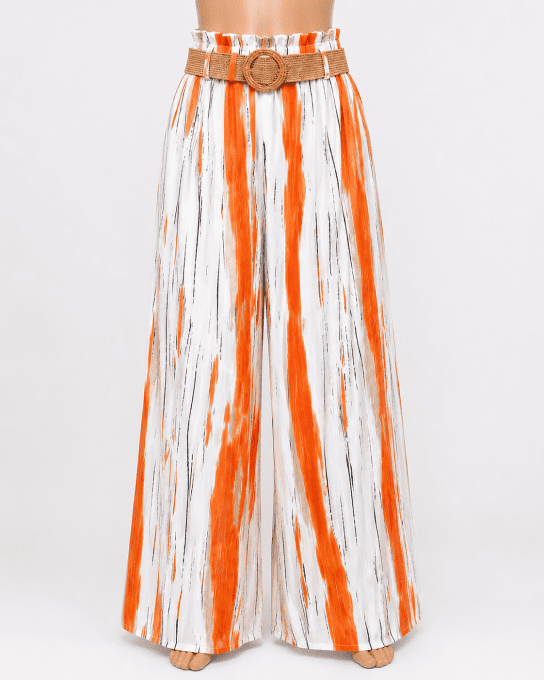 Pantalon palazzo à motifs
