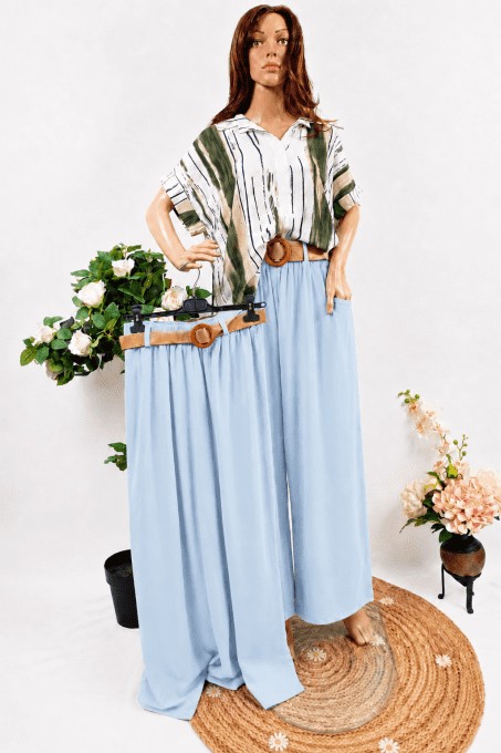 Pantalon Palazzo unie bleu