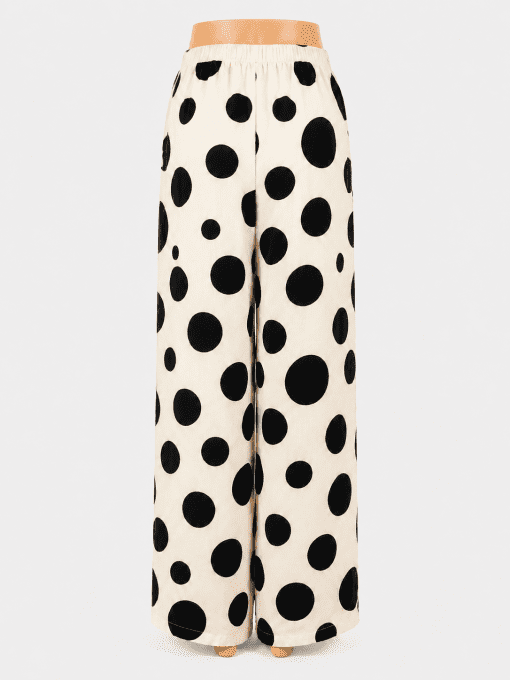Pantalon palazzo à gros pois 