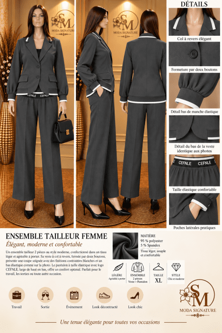 Ensemble Tailleur Sport Chic Femme