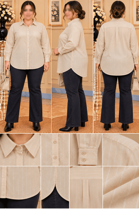 Chemise Beige Rayée Grande Taille Femme