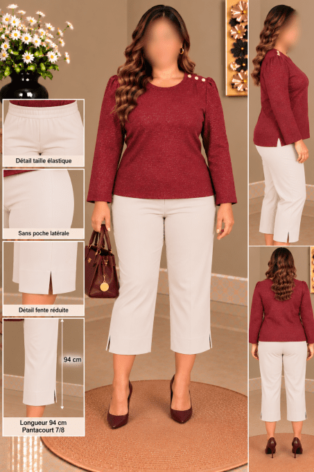 Pantacourt 7/8 écru grande taille