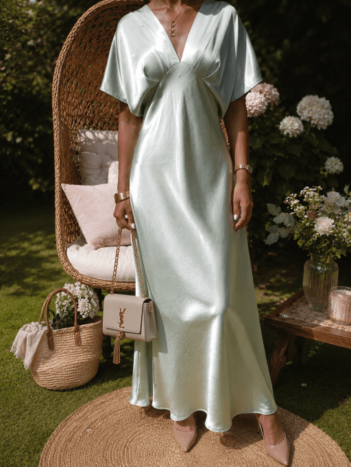 Robe effet satiné manches courtes